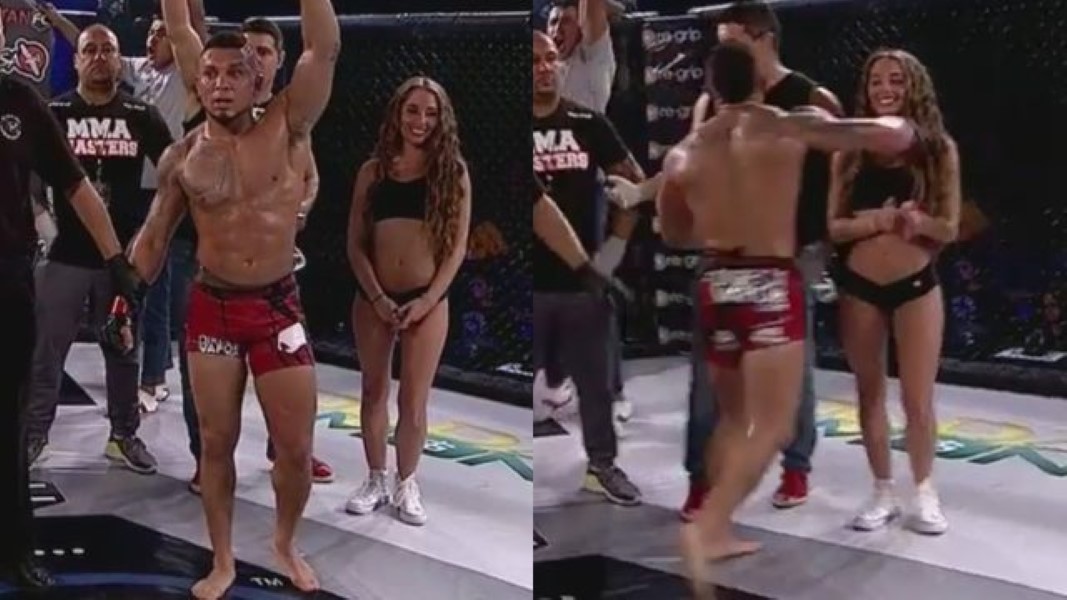 MMA Fighter Hits Ring Girl (1)